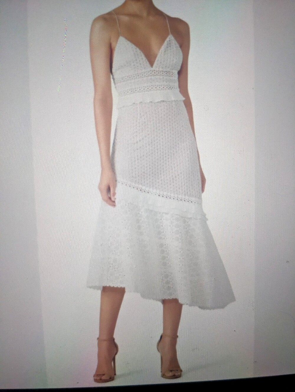 SAYLOR White Eyelet Lace Midi Dress - Picture 1 of 13